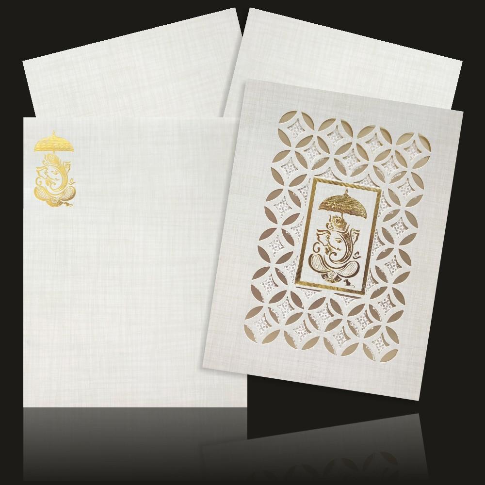Elegant Blue Shading with Laser Cut Wedding Card-KNK50075-1